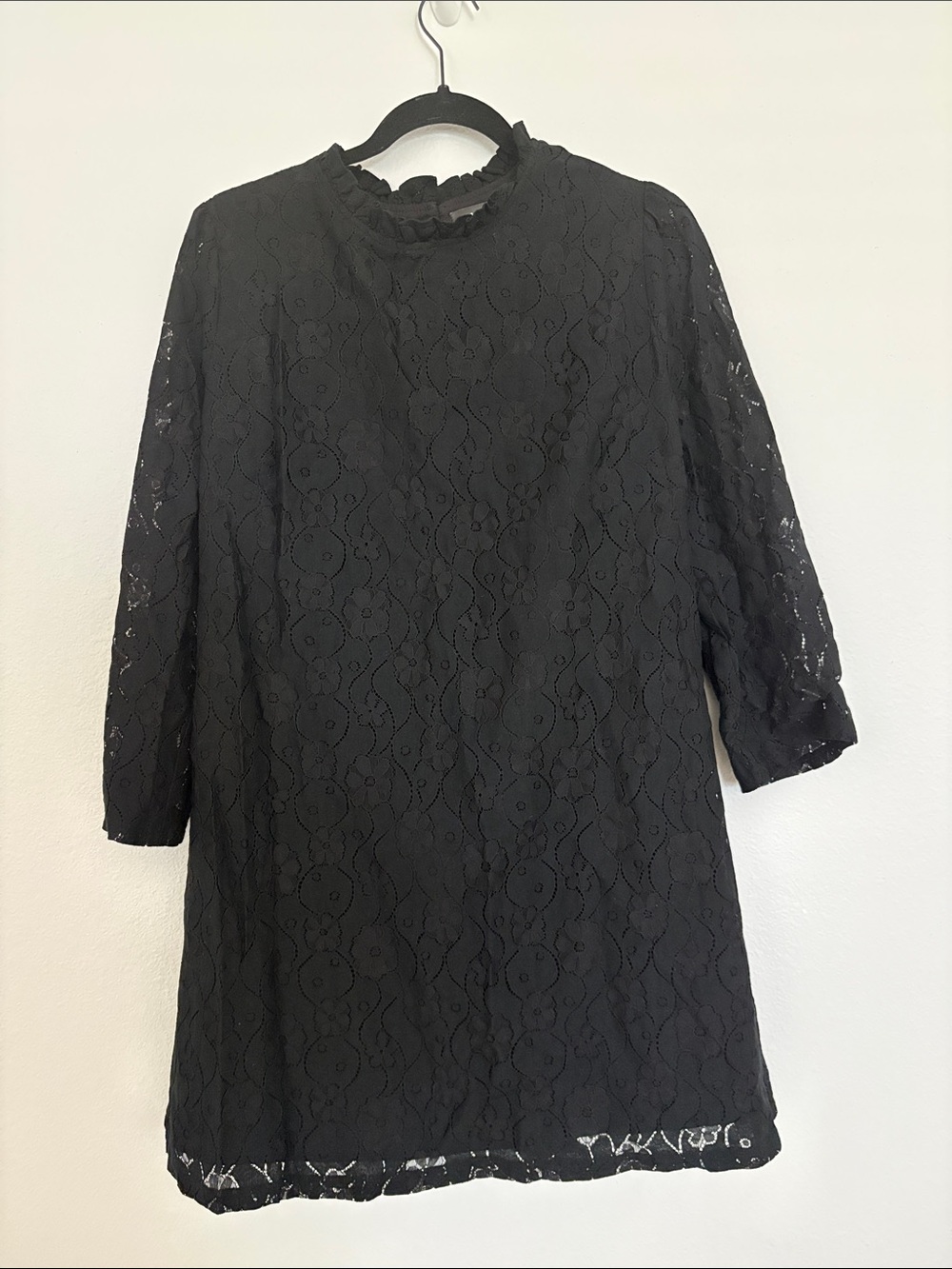 Allegra K Black Lace Mini Dress with Ruffle Collar